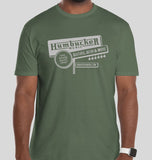 Humbucker Music Vintage Retro Guitar Store T-Shirt, Military Green