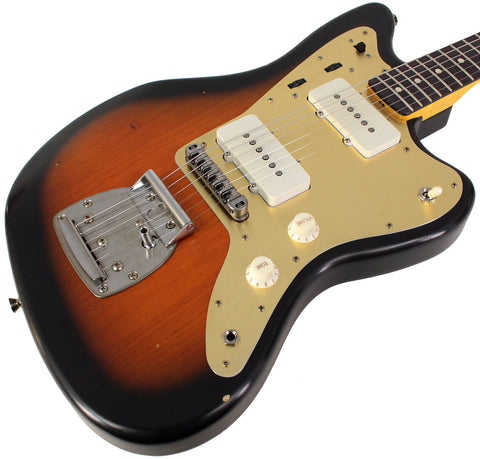 Nash JM-63 Jazzmaster Guitar, 2 Tone Sunburst, Gold Pickguard, Light Aging
