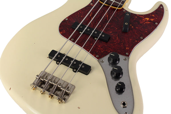 Nash JB63 Bass Guitar, Olympic White, Light Aging | Humbucker Music