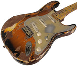 Nash S-57 Guitar, 2-Tone Burst, Extra Heavy Aging, Gold Anodized Pickguard