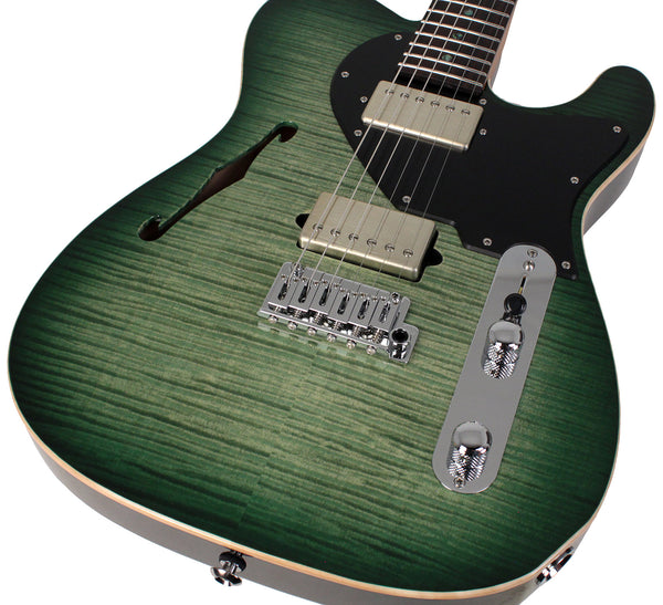 Suhr Select Alt T Guitar, Faded Trans Green Burst, Black PG