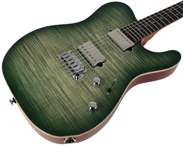 Suhr Select Modern T Mahogany Guitar, Faded Trans Green Burst