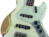 Nash JB-63 Bass Guitar, Olympic White over 3 Tone Sunburst