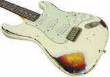 Nash S-63 Guitar, Olympic White over 3 Tone Sunburst