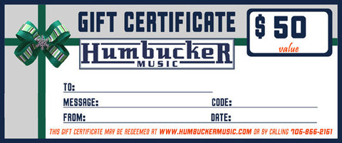 $50 Humbucker Music Gift Certificate - Humbucker Music