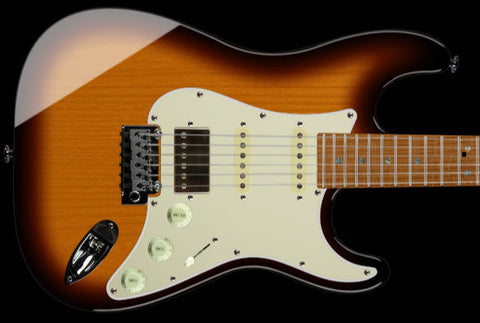 Suhr Select Classic S HSS Guitar, Roasted Neck, Maple, 3 Tone Burst, Aged Green