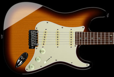 Suhr Select Classic S Guitar, Roasted Neck, 3 Tone Burst, Aged Green
