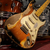 Nash S57 Guitar, 2-Tone Burst, Extra Heavy Aging, Boat Neck, Gold Anodized Pickguard