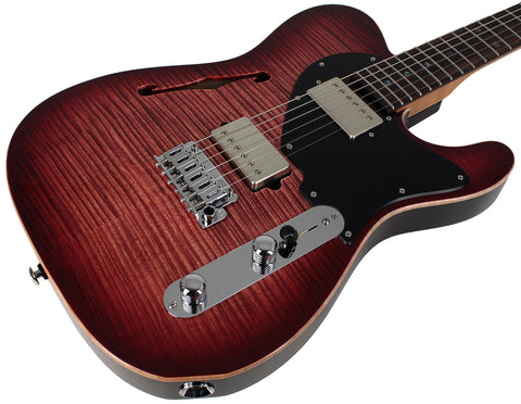 Suhr Select Alt T Guitar, Faded Trans Wine Red Burst, Black PG