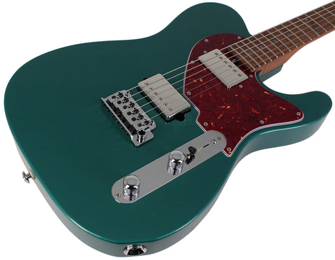 Suhr Select Classic T HH Guitar, Roasted Flamed Neck, Sherwood Green Metallic - Humbucker Music