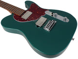 Suhr Select Classic T HH Guitar, Roasted Flamed Neck, Sherwood Green Metallic - Humbucker Music