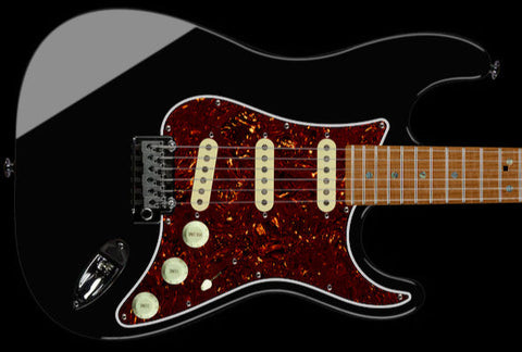 Suhr Select Classic S Guitar, Roasted Neck, Maple, Black, Tortoise Shell