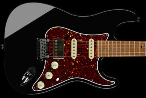 Suhr Select Classic S HSS Guitar, Roasted Neck, Maple, Black, Tortoise Shell