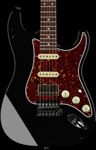 Suhr Select Classic S Antique HSS Guitar, Roasted Neck, Black, Tortoise Shell