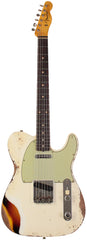 Fender Custom Shop Limited 1960 Telecaster Custom, Heavy Relic, Aged Olympic White Over 3-Color Sunburst