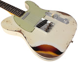 Fender Custom Shop Limited 1960 Telecaster Custom, Heavy Relic, Aged Olympic White Over 3-Color Sunburst