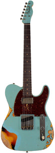Fender Custom Shop Limited Reverse '60 Tele Custom, Heavy Relic, Aged Daphne Blue Over 3-Color Sunburst