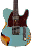 Fender Custom Shop Limited Reverse '60 Tele Custom, Heavy Relic, Aged Daphne Blue Over 3-Color Sunburst