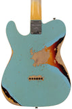 Fender Custom Shop Limited Reverse '60 Tele Custom, Heavy Relic, Aged Daphne Blue Over 3-Color Sunburst