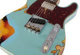 Fender Custom Shop Limited Reverse '60 Tele Custom, Heavy Relic, Aged Daphne Blue Over 3-Color Sunburst