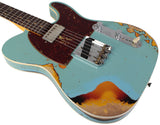 Fender Custom Shop Limited Reverse '60 Tele Custom, Heavy Relic, Aged Daphne Blue Over 3-Color Sunburst