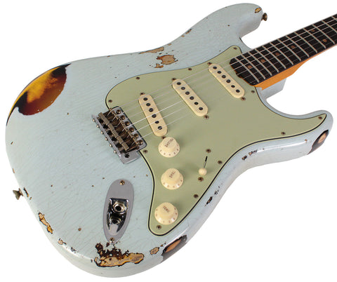 Fender Custom Shop '61 Strat, Heavy Relic, Super Faded Aged Sonic Blue over 3-Color Burst