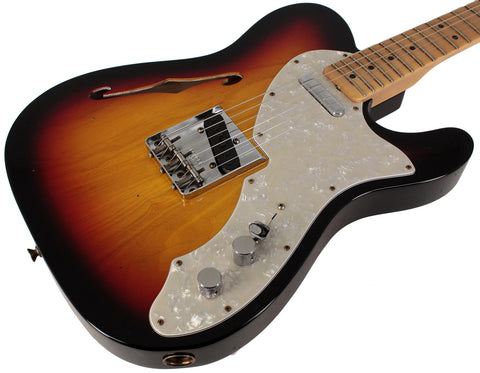 Fender Custom Shop Limited 1968 Telecaster Thinline Guitar, Journeyman Relic, 3 Tone Sunburst