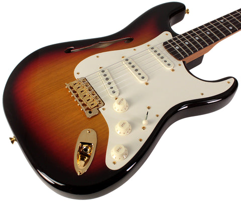 Fender Custom Shop Artisan Korina Thinline Stratocaster, Chocolate 3-Tone Sunburst