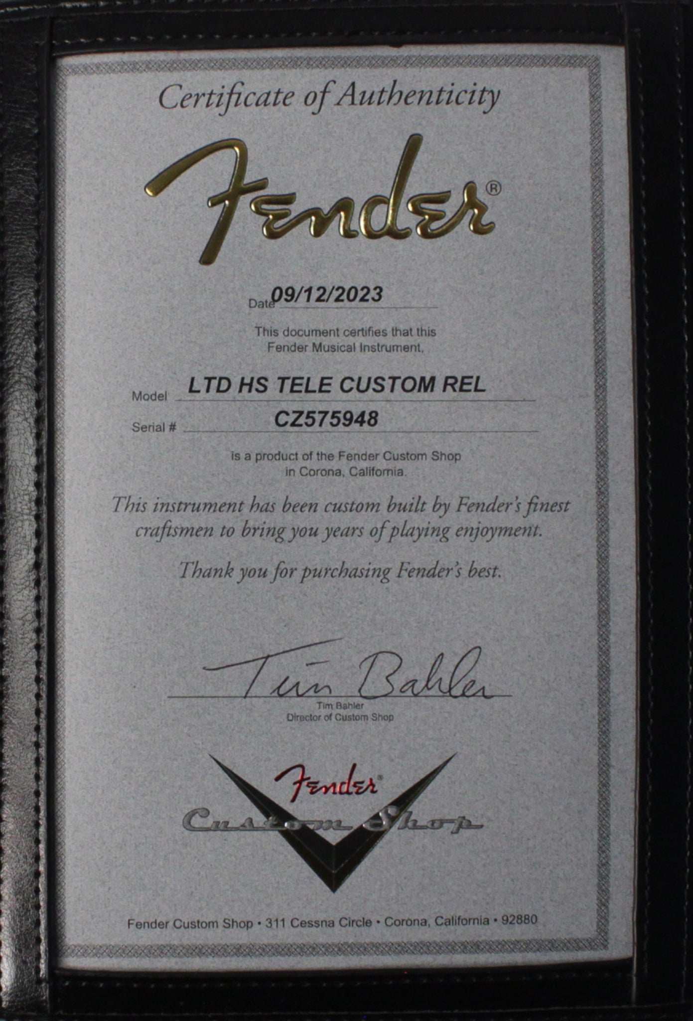 Fender Custom Shop Limited HS Tele Custom, Relic, 3 Color