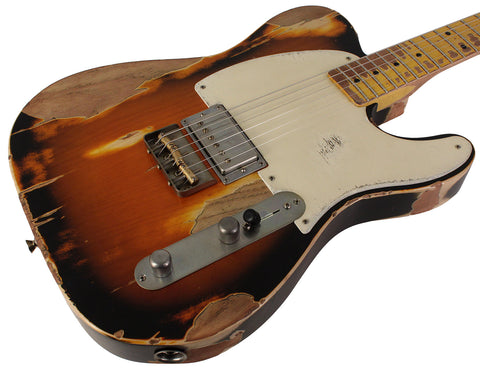 Nash E1HB Guitar, 2-Tone Burst, Extra Heavy Aging