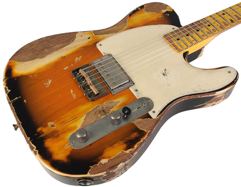 Nash E-1HB Guitar, 2-Tone Burst, Extra Heavy Aging