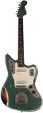 Nash Guitars JG63 Guitar, Army Green over 3 Tone Sunburst, Matching Headstock, Heavy Aging