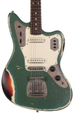 Nash Guitars JG63 Guitar, Army Green over 3 Tone Sunburst, Matching Headstock, Heavy Aging