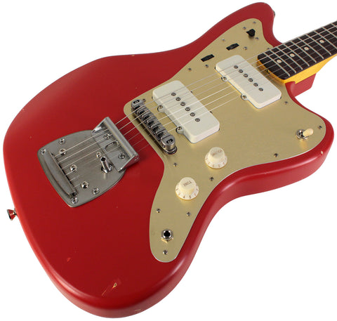 Nash JM-63 Jazzmaster Guitar, Dakota Red, Gold Pickguard, Light Aging