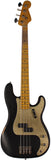 Nash PB57 Bass Guitar, Black, Gold Anodized PG, Light Aging