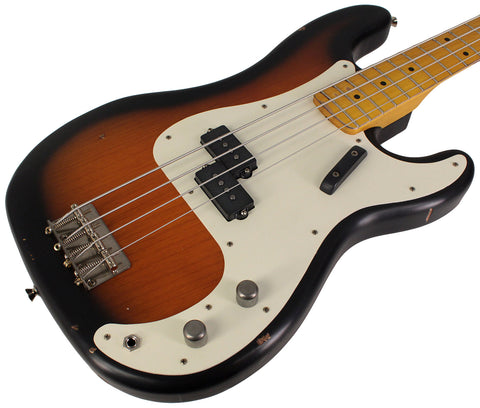 Nash PB57 Bass Guitar, 2-Tone Sunburst, Light Aging