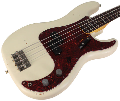 Nash PB63 Bass Guitar, Olympic White, Light Aging