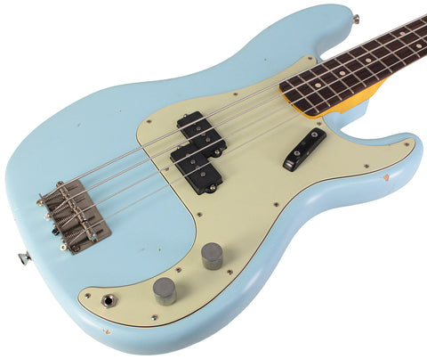 Nash PB63 Bass Guitar, Sonic Blue, Light Aging