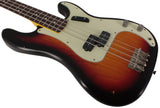 Nash PB-63 Bass Guitar, 3-Tone Sunburst, Light Aging