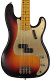 Nash PB57 Bass Guitar, 3-Tone Sunburst, Gold Anodized PG, Light Aging
