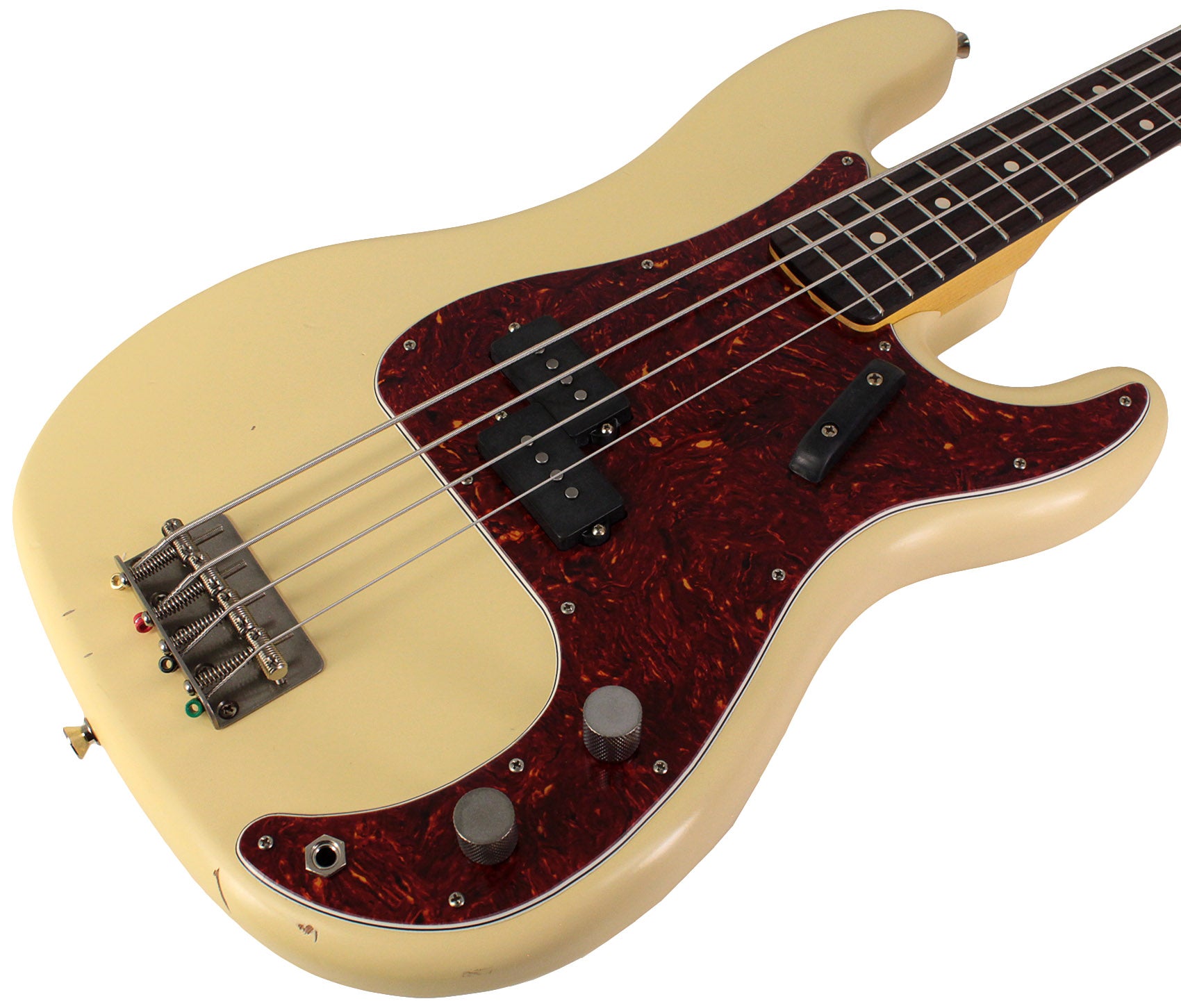 Nash PB63 Bass Guitar, Vintage White, Light Aging | Humbucker Music