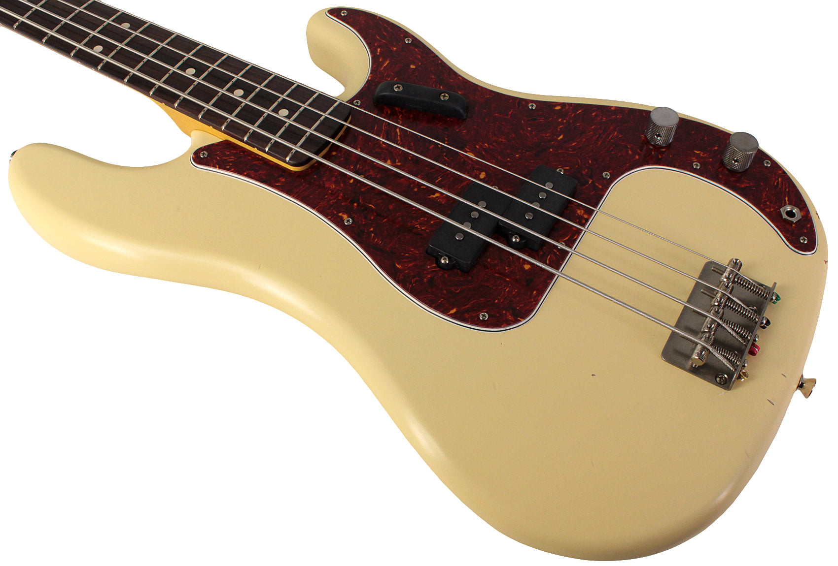 Nash PB63 Bass Guitar, Vintage White, Light Aging | Humbucker Music