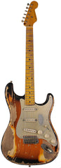 Nash S57 Guitar, 2-Tone Burst, Extra Heavy Aging, Boat Neck, Gold Anodized Pickguard
