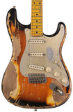 Nash S57 Guitar, 2-Tone Burst, Extra Heavy Aging, Boat Neck, Gold Anodized Pickguard