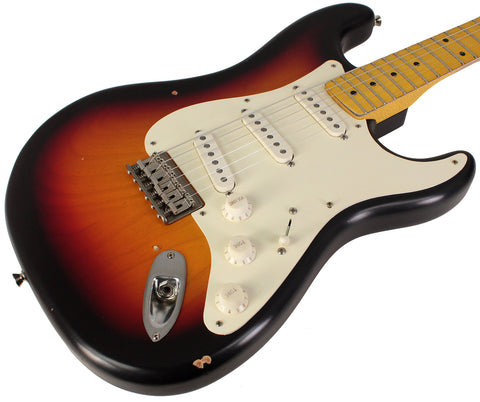 Nash S57 Guitar, 3 Tone Burst, Hard Tail, Light Aging
