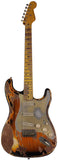 Nash S57 Guitar, 2-Tone Burst, Extra Heavy Aging, Gold Anodized Pickguard