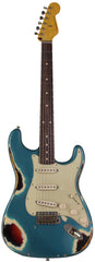 Nash S63 Guitar, Ocean Turquoise over 3 Tone Sunburst, Heavy Aging