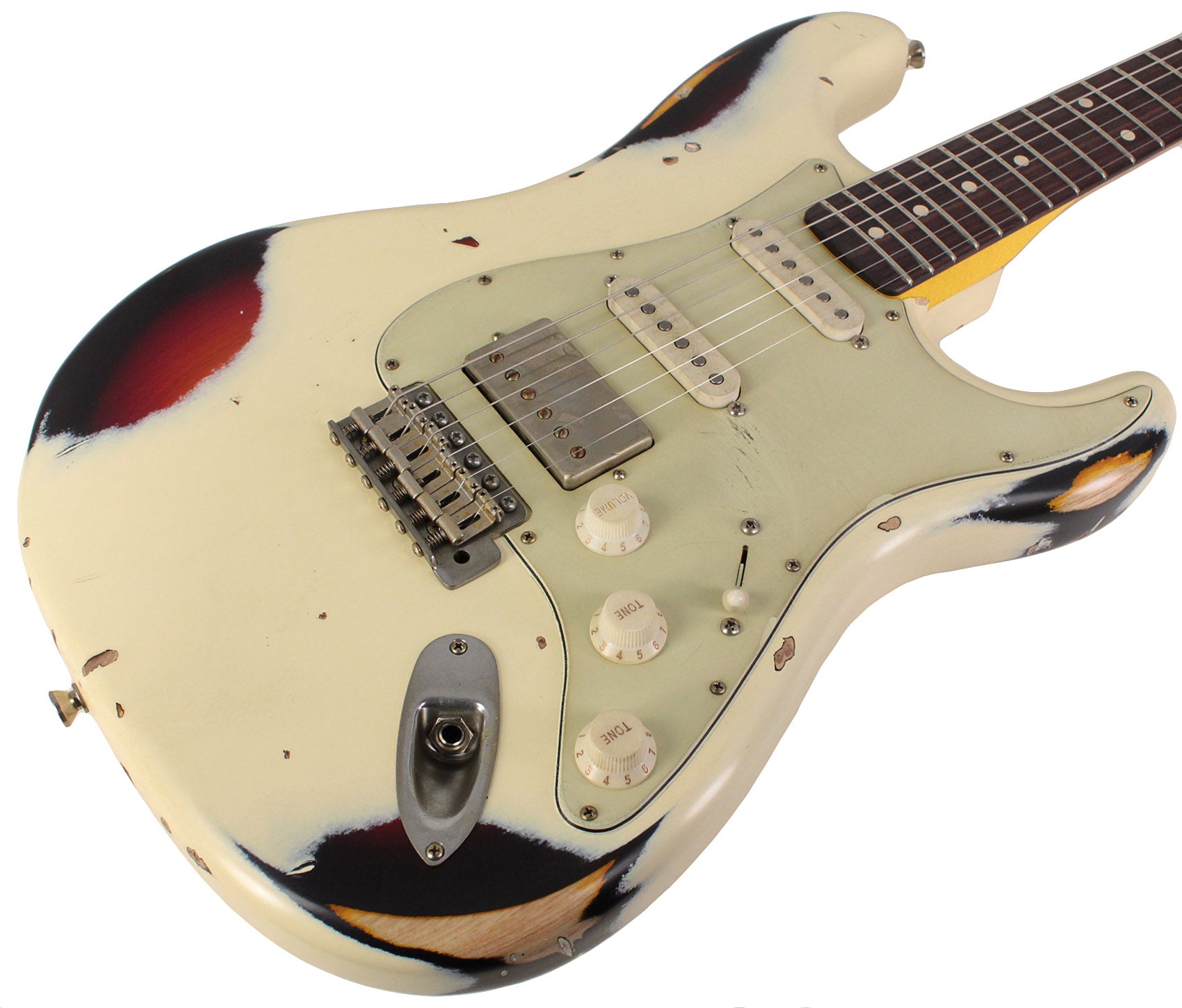 White over sunburst strat discount