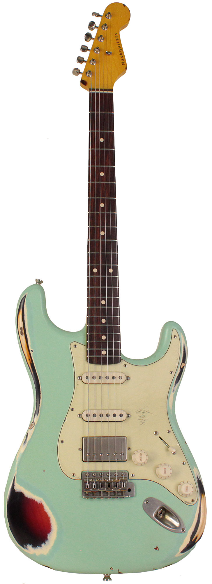 Nash S63 HSS Guitar, Surf Green over 3 Tone Sunburst | Humbucker Music