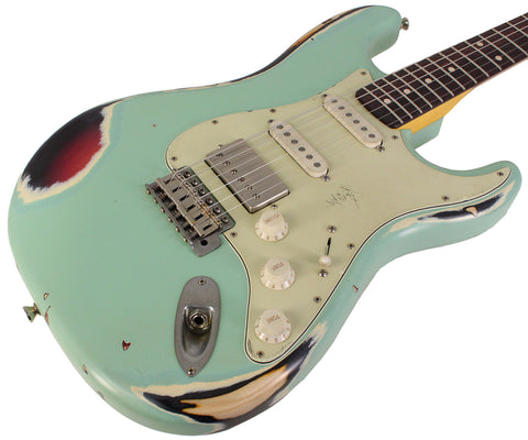 Nash S63 HSS Guitar, Surf Green over 3 Tone Sunburst